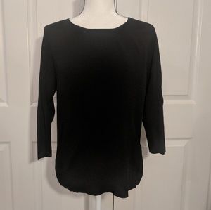 Ann Taylor stretchy black 3/4 sleeve top Large